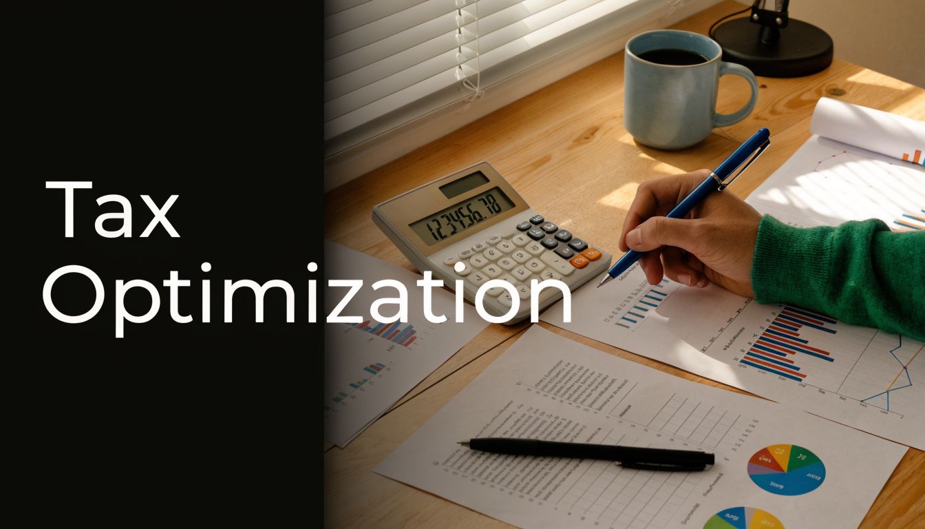 A person analyzes financial documents with a calculator and pen to plan for tax optimization strategies.