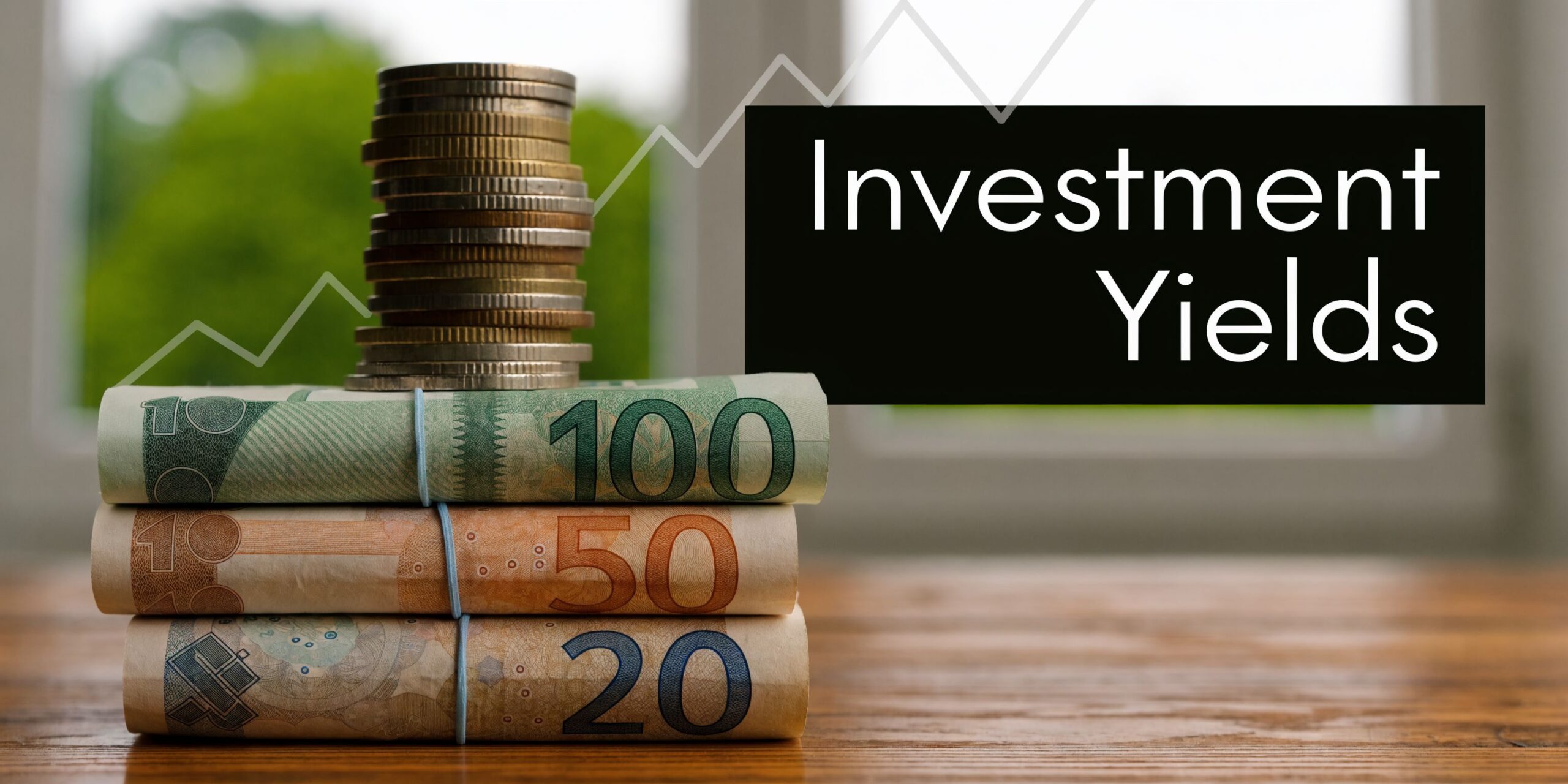 A stack of Polish zloty banknotes and coins representing financial growth and investment yields on wood.