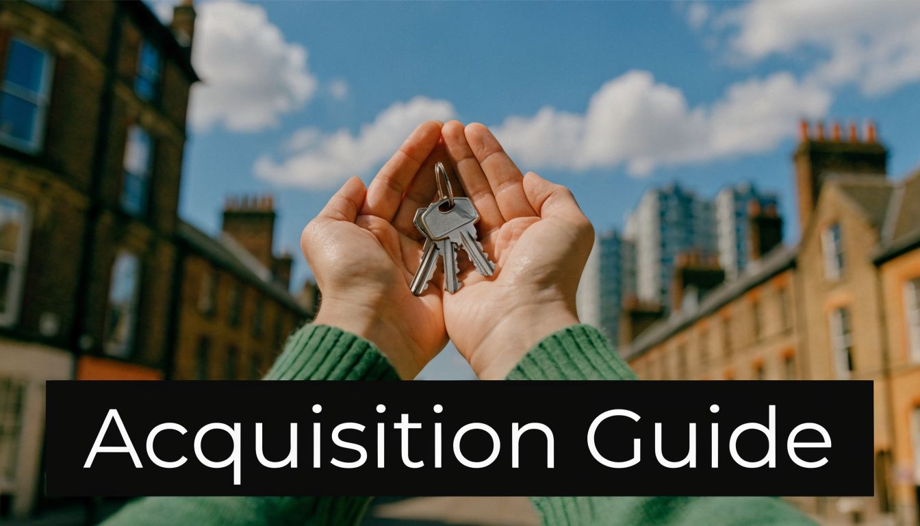 A person in a green sweater holding a bunch of metal house keys against a blue sky.