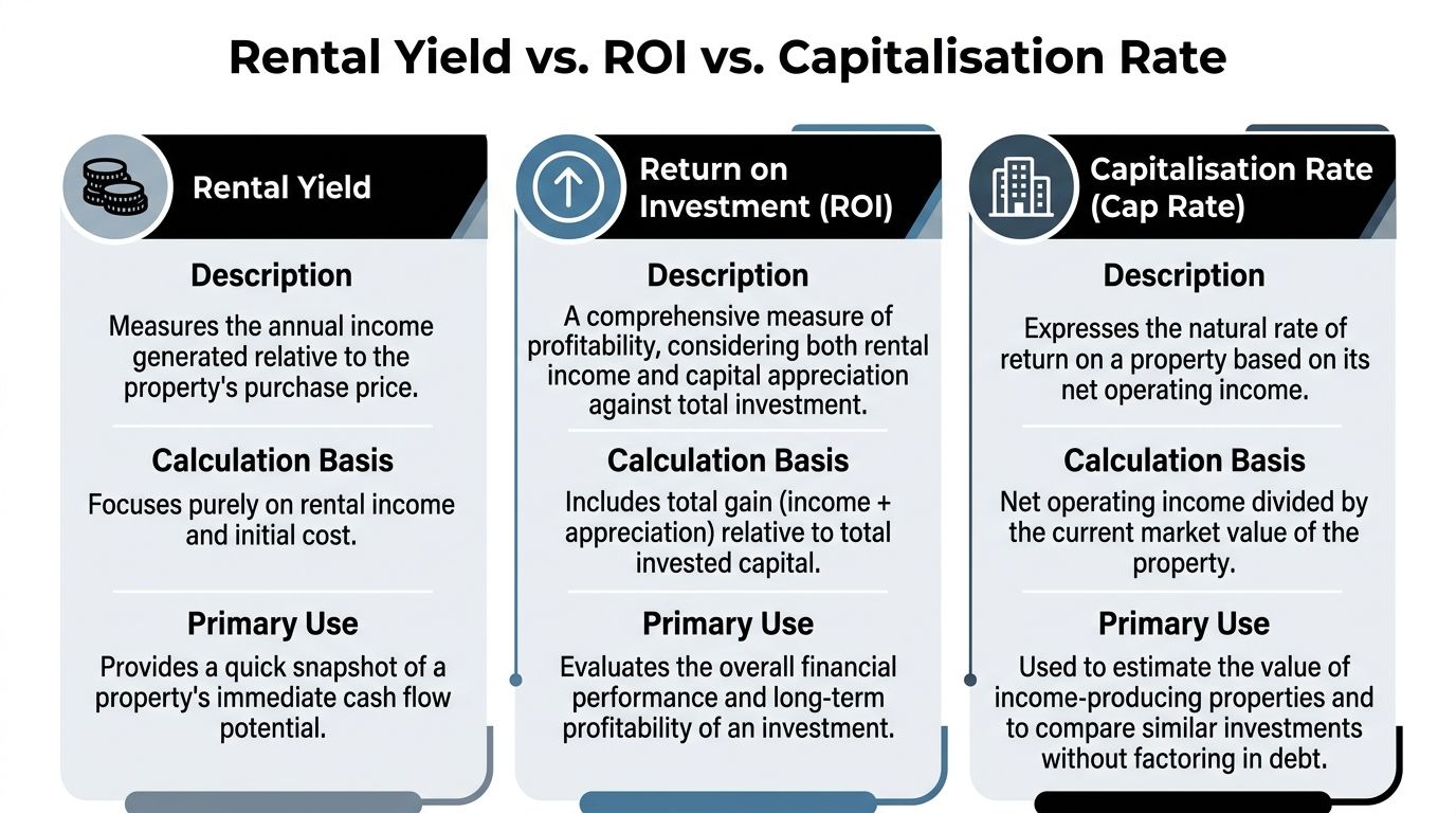 Yield vs ROI and Capitalisation Rate